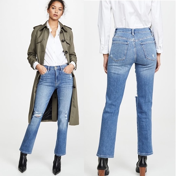FRAME Le Sylvie Slender Straight Jeans Sonoma Rips 28